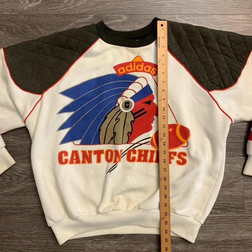 Vintage 80s Adidas Canton Chiefs Embroidered Football Sweatshirt Sz. L - Picture 5 of 16